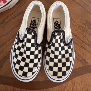 Vans Kids Classic Checkered Slip-On Sneakers - Black and Cream